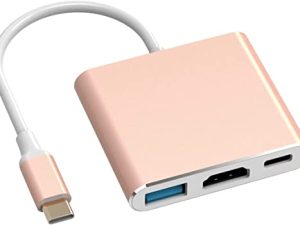 Rose Gold USB C to HDMI Adapter Type-C Multiport AV Converter with 4K HDMI Output USD3.0 & USBC 100W Fasting Charging Compatible for MacBook / Mac Pro Air iPad Pro and More USB-C Port Device