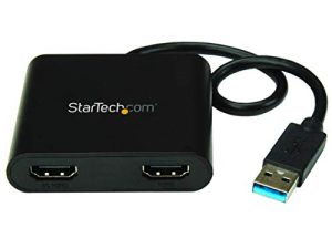 StarTech.com USB 3.0 to Dual HDMI Adapter - 1x 4K 30Hz & 1x 1080p - External Video & Graphics Card - USB Type-A to HDMI Dual Monitor Display Adapter - Supports Windows Only - Black (USB32HD2)