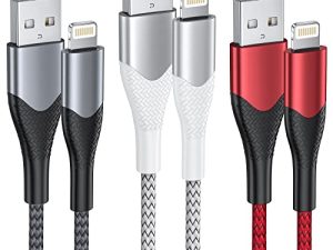 iPhone Charging Cord MFi Certified iPhone Charger Cord 3-Pack 6ft Fast Lightning Cable Nylon Braided Data Sync Phone Cords for iPhone 14 13 12 11 Pro Max Xs Xr X 8 7 6 Plus 5 SE