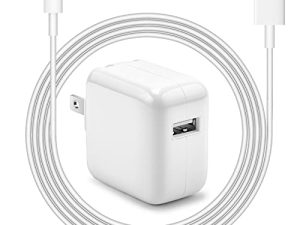 iPad Charger iPhone Charger [Apple MFi Certified] 12W USB Wall Charger Foldable Portable Travel Plug with USB Charging Modem Cables Compatible with iPhone