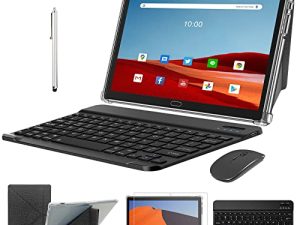 Tablet 2023 Newest 2 in 1 Tablet 10 inch Android 11 4G Cellular Tablet with Dual Sim Card Slot 4GB+64GB+512GB Expandable Storage Octa-Core 13MP Camera WIFI Tablet with Keyboard Mouse Stylus(Black)