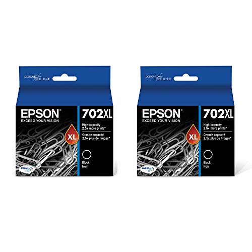 Epson T702XL120-S DURABrite Ultra Black High Capacity Cartridge Ink - 2 Pack Epson T702XL120-S DURABrite Ultra Black High Capacity Cartridge Ink - 2 Pack