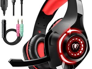 Gaming Headset for PS4 PS5 Xbox One Switch PC with Noise Canceling Mic