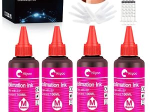 Hiipoo Sublimation Ink Refill for C88 C88+ WF7710 WF7820 ET2720 ET15000 ET2760 ET2750 ET4700 ET-2800 ET-2803 ET-2850 Inkjet Printers Heat Press Transfer on Mugs Bag T-Shirts Pillows Phone (4M)