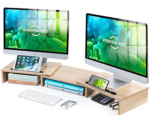 AMERIERGO Dual Monitor Stand -Adjustable Length and Angle Dual Monitor Riser AMERIERGO Dual Monitor Stand -Adjustable Length and Angle Dual Monitor Riser