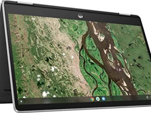 Laptop HP X360 14b Chromebook 14in HD Touchscreen Intel Celeron 4GB DDR4 32GB eMMC WiFi Webcam BO Speakers Bluetooth Chrome Silver Color (Renewed)