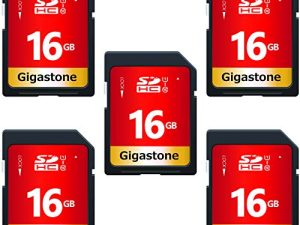 Gigastone 16GB 5 Pack SD Card UHS-I U1 Class 10 SDHC Memory Card High-Speed Full HD Video Canon Nikon Sony Pentax Kodak Olympus Panasonic Digital Camera