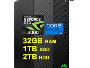 HP Pavilion Gaming Desktop Computer 11th Generation Intel Octa-core i7-11700 Processor 32GB RAM 1TB SSD + 2TB HDD GeForce RTX 3060 12GB Graphic USB-C DiplayPort Bluetooth Win11 Black + HDMI Cable