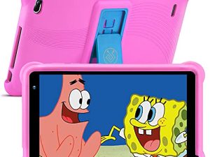 qunyiCO 7 inch Kids Tablet 32GB Android 10.0 WiFi Camera Bluetooth 2GB RAM Eye Protection HD IPS Touch Screen 1024x600 Kid-Proof Case Parental Control Learning Apps on Google Certified Playstore Pink
