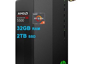 HP Pavilion Gaming Desktop Computer AMD Ryzen 5000 Series Quad-Core Ryzen 3 5300G Processor 32GB RAM 2TB SSD AMD Radeon RX 5500 4GB Graphic USB-C Bluetooth 5.1 Surround Sound Win11 + HDMI Cable