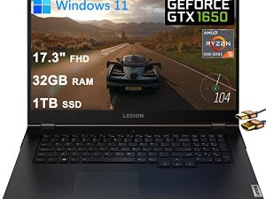 Lenovo Legion 5 17 Gaming Laptop 17.3" FHD IPS Display AMD Hexa-Core Ryzen 5 5600H (Beats i5-10400H) 32GB RAM 1TB SSD GeForce GTX 1650 4GB Backlit USB-C Nahimic Win11 + HDMI Cable
